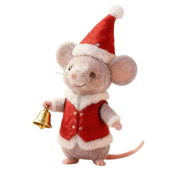 XIANXIAN Handmade Wool Felt Christmas Mouse Ornament, Cute Needle Felted Mouse Doll, Needle Felted Xmas Doll Decorations, Unique Xmas Tree Hanging Figurines & Stocking Stuffer Gifts