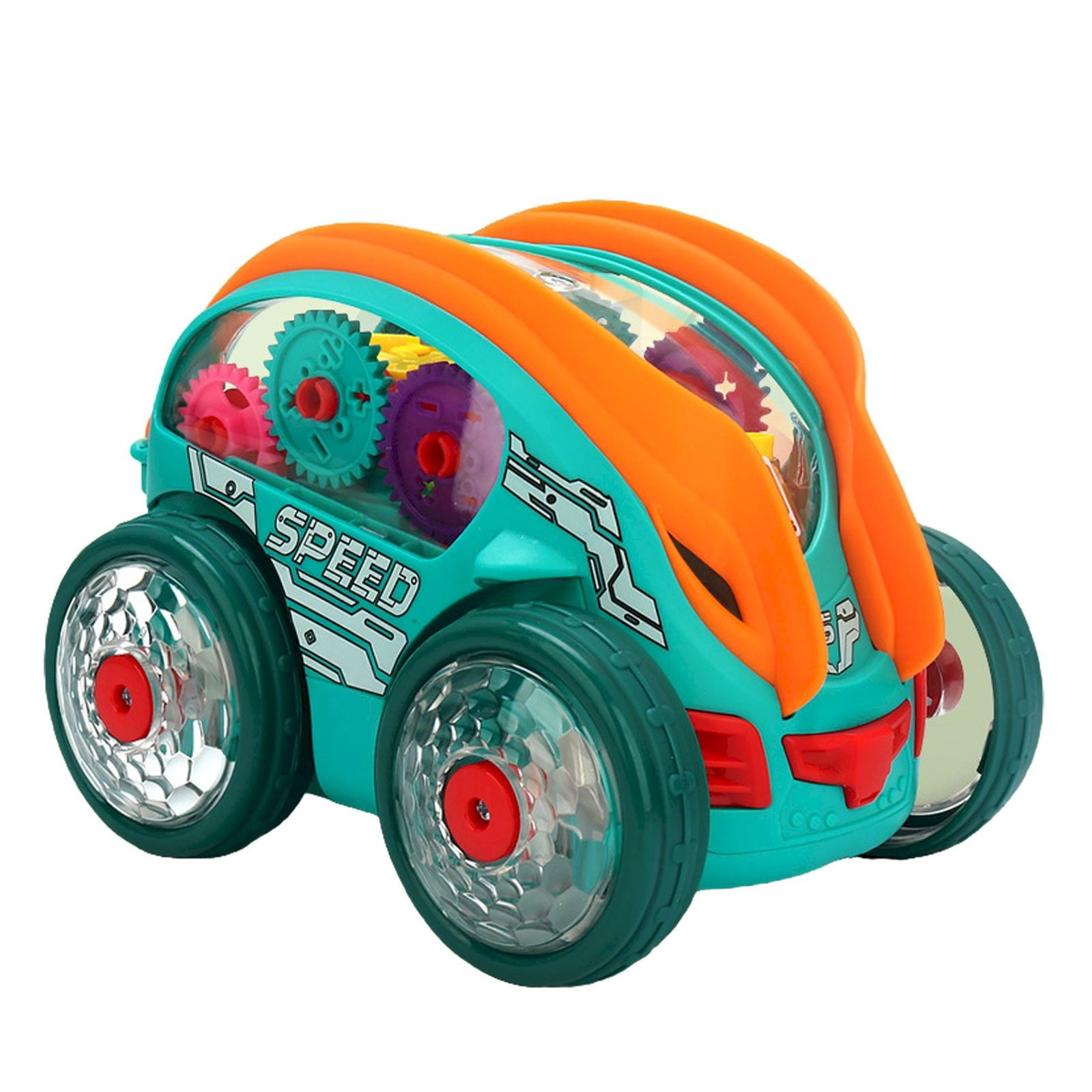 XIANXIAN Light Up Transparent Sensory Car Toy - 360° Rotation Roll ...