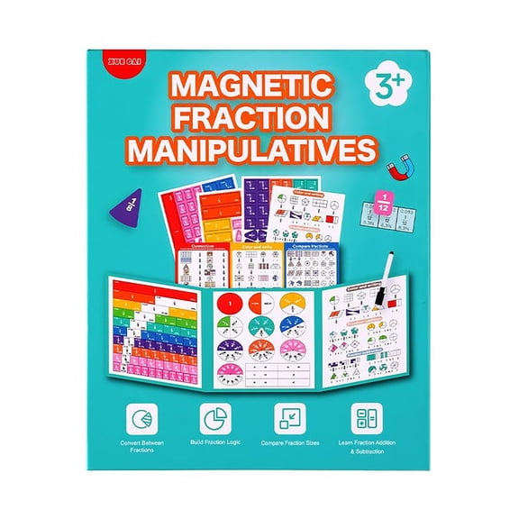 XIANXIAN Magnetic Fraction Book with Tiles Circles Manipulatives Toy for Kid | Math Learning Kit for Kids Grades K-3, Fraction Playbook Educational Puzzle Board, School Supplies Gift