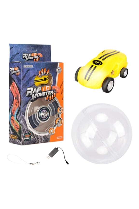 Micro Racers Toy Cars for Kids - Mini Keychain, Glow in The Dark LED Fast Pocket Racer Fidget Toy, Mini Car Spinner with Racing Stunt Ball, Keychain Clip, and USB Charger