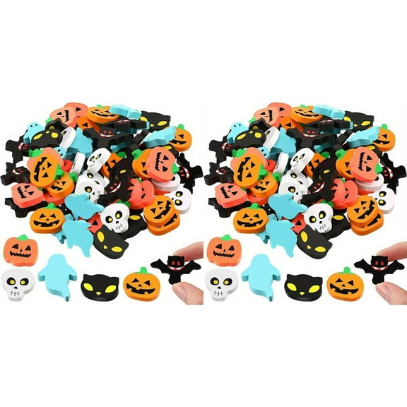 XIANXIAN Mini Pumpkin Bat Erasers 30pcs Seasonal Novelty Theme Correction Tools Fun Shapes Detail Erasing Desk Accessory Drafting Art Supply Eraser Set