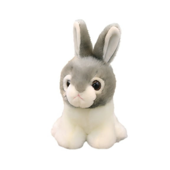 XIANXIAN Mini Realistic Cute Plush Rabbits Fur Lifelike Animal Easter Bunny Simulation Toy Model Gift Miniatures Decorations, Gray (Gray)