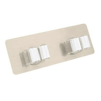 XIANXIAN Mop Broom Holder No Drill Stainless Steel, Mop Broom Organizer Wall Mounted Heavy Duty with Hooks Hanger, Storage Rack Self Adhesive 2PC for Bathroom, Kitchen, Office