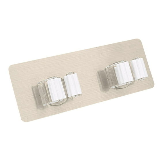 XIANXIAN Mop Broom Holder No Drill Stainless Steel, Mop Broom Organizer Wall Mounted Heavy Duty with Hooks Hanger, Storage Rack Self Adhesive 2PC for Bathroom, Kitchen, Office