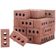 XIANXIAN NEW 24Pcs Mini Cement Cinder Bricks Build Your Own Tiny Wall Mini Red Bricks for Dollhouse Garden Lawn Landscape Craft Accessories