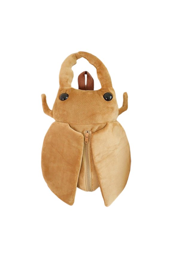 Plush Beetle Backpack Brown Insect Design Soft Lifelike Beetle Stag Bag Stuffed Insect Backpack Fluffy Shoulder Bag Casual Daypack for Women (Brown)