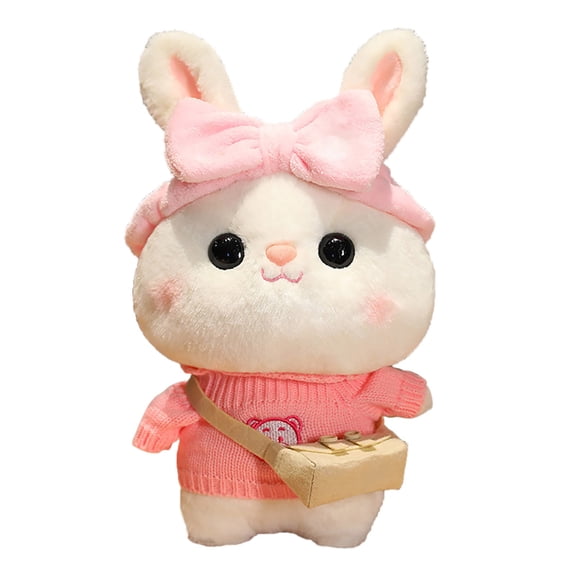 XIANXIAN Rabbit Plush Doll, Bunny Stuffed Animal Toys Cute Fluffy Bunny with Headbands Removable Sweater, 11.8 Inch Emotional Support Plush Conejo Figure Toys Easter Birthday Gift for Girls Toddlers