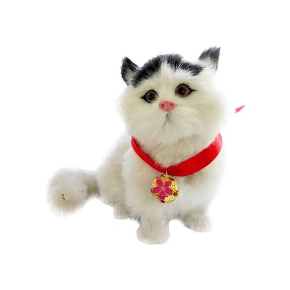 XIANXIAN Realistic Baby Calico Cat Figurine - Lifelike Furry Kitten Statue, Plush Kitty Stuffed Animal Toy, Home Office Car Decor, Collectible Gift, Photo Prop