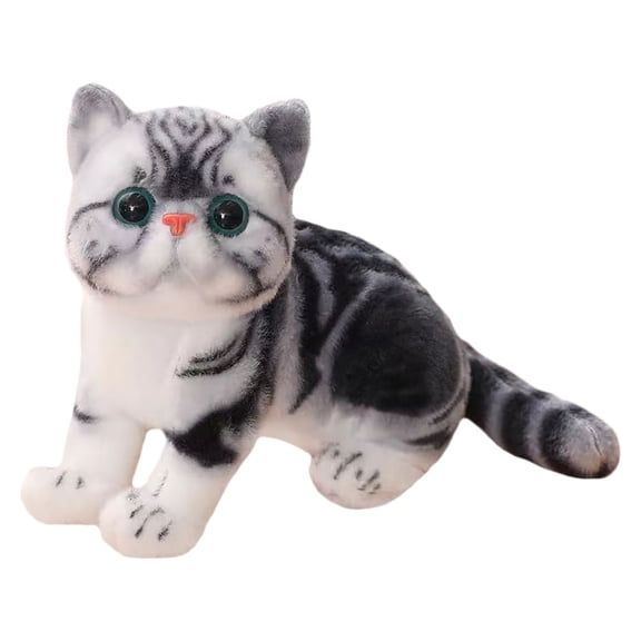 XIANXIAN Realistic Calico Kitten Stuffed Animals Simulation American Shorthair Cat Plush Toy Lifelike Tabby Kitty Plushie Doll Gifts/11''
