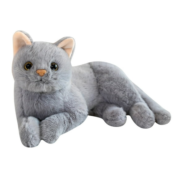 XIANXIAN Realistic Gray Kitten Stuffed Animals Simulation American Shorthair Cat Plush Toy Lifelike Tabby Kitty Plushie Doll Gifts/12"