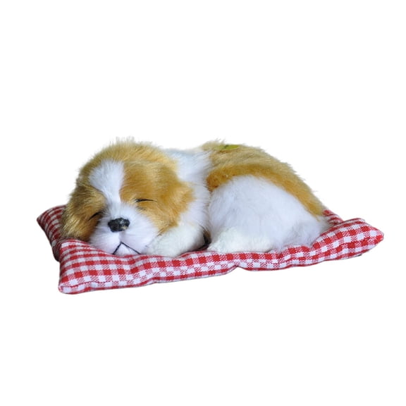 XIANXIAN Simulation Lovely Dog That Make Sounds Doll Cute Sleeping Plush Dog Puppy on Mat Stuffed Decorations,1Pcs Sleeping Dog with A Mat Great Gift