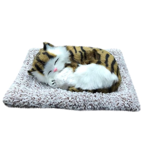 XIANXIAN Sleeping Cat on Pad Doll Toy, Cute Mini Kitten on Pad with Meows Sounds Decor Hand Toy Gift for Kids Boys Girls