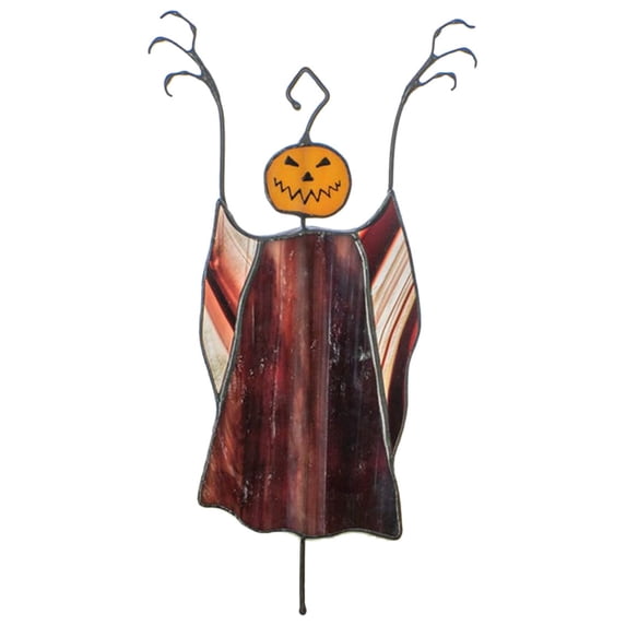 XIANXIAN Stained Glass Halloween Spooky Suncatcher, Acrylic Indoor and Outdoor Art Wall Decoration, for Window Panels Sun Catcher Decorations (Scarecrow)