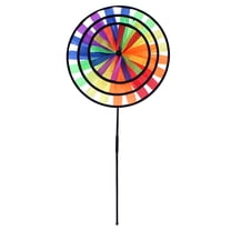 XIANXIAN Triple Rainbow Wheel Windmill Children's Toy Camping Round Windmill Christmas Camp Decoration for Party Favors and Outdoor Lawn Flower Yard Decoration