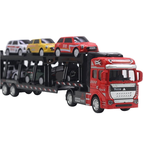 XIANXIAN Truck Toys Car for 3, 4, 5, 6, 8 Years Old Boys Girls, Adjustable Double Decker Car Carrier Truck with Light & Sound, Car Hauler with Trailer Toy, Large Semi Transport Toy Gifts for Toddler