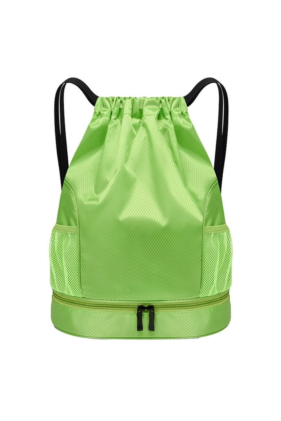 Waterproof Tool Bag Drawstring Bag Lightweight String Backpack with Water Bottle Holder and Pockets Gym Sports Sackpack