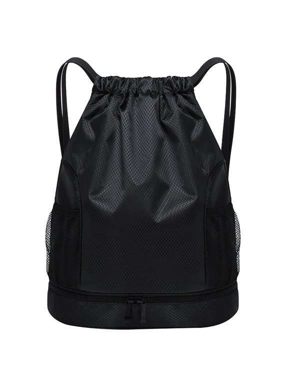 Waterproof Tool Bag Drawstring Bag Lightweight String Backpack with Water Bottle Holder and Pockets Gym Sports Sackpack