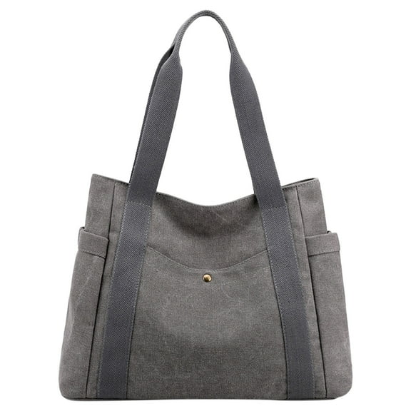 XIANXIAN Women Canvas Tote Handbags Multi Pocket Retro Casual Shoulder Bag Top Handle Satchel Tote Purse