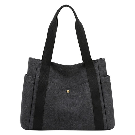XIANXIAN Women Canvas Tote Handbags Multi Pocket Retro Casual Shoulder Bag Top Handle Satchel Tote Purse