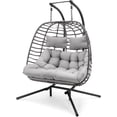 thumbnail image 1 of XIAO WEI Double Egg Chair with Stand, 2 Person, Thick Cushions, Indoor/Outdoor, Light Grey, 1 of 6