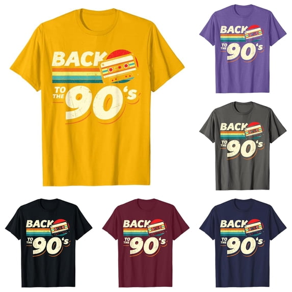 XIAOCHA 90s Cassette Letter Print T Shirt For Men Classic Fit Vintage Retro Casual Tees