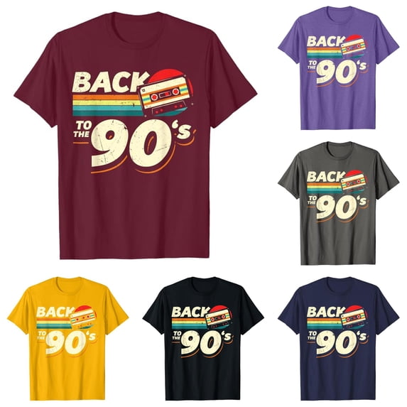 XIAOCHA 90s Cassette Letter Print T Shirt For Men Classic Fit Vintage Retro Casual Tees