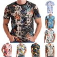 thumbnail image 1 of XIAOCHA Abstract Graphic Print Short Sleeve T Shirt For Men Crew Neck Streetwear Casual Tops, 1 of 7