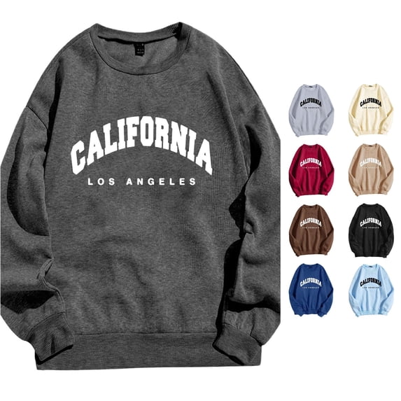 XIAOCHA Arch Letter Pullover Sweatshirt For Women California Print Oversized Long Sleeve Top
