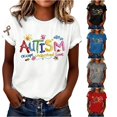 thumbnail image 1 of XIAOCHA Autism Awareness Letter Print T Shirt For Women Crew Neck Short Sleeve Inspirational Graphic Tee, 1 of 4