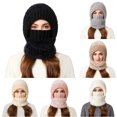 thumbnail image 1 of XIAOCHA Balaclava‑Style Beanie for Women，Fleece‑Lined Fall‑Winter Outdoor Toque,Black, 1 of 4