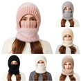 thumbnail image 1 of XIAOCHA Balaclava‑Style Beanie for Women，Fleece‑Lined Fall‑Winter Outdoor Toque,Pink, 1 of 4