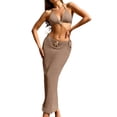 thumbnail image 1 of XIAOCHA Bikini And Cover Up Set For Women Halter Neck Triangle Top Drawstring Maxi Sarong Cover Ups Quick Drying Chic Beach Swimsuits, 1 of 9