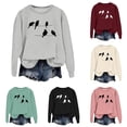 thumbnail image 1 of XIAOCHA Bird Silhouette Line Graphic Pullover Sweatshirt For Women Minimal Neutral Print Daily Top, 1 of 4