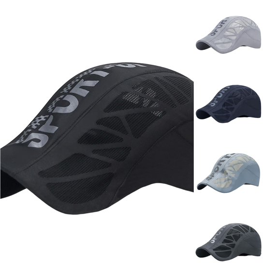 XIAOCHA Breathable Mesh Sports Cap for Men Adjustable Hat Band Outdoor Travel Ball Cap,Black