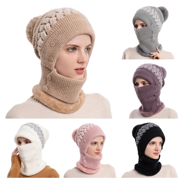 XIAOCHA Button‑Convertible Balaclava for Women Solid Party Fall‑Winter Snood,Khaki