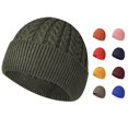thumbnail image 1 of XIAOCHA Cable‑Knit Beanie for Women Knit Hats Casual Fall‑Winter Toque,Green, 1 of 3