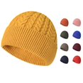 thumbnail image 1 of XIAOCHA Cable‑Knit Beanie for Women Knit Hats Casual Fall‑Winter Toque,Yellow, 1 of 3