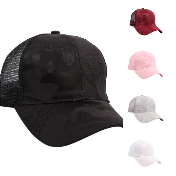 XIAOCHA Camo‑Print Trucker Cap for Mens Breathable Mesh Build for Field Trip Truckerhats,Black