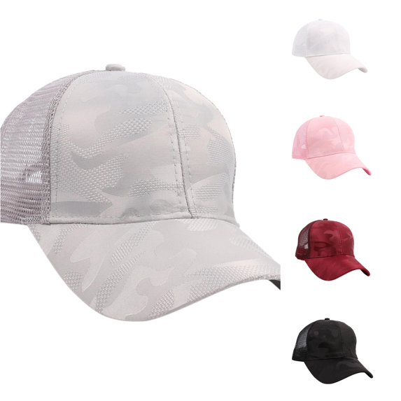 XIAOCHA Camo‑Print Trucker Cap for Mens Breathable Mesh Build for Field Trip Truckerhats,Silver