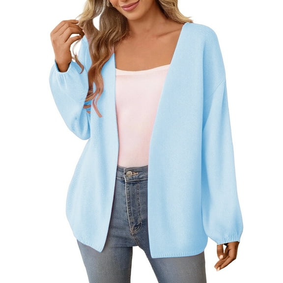XIAOCHA Cardigans For Women Long Sleeve Casual Lightweight Knit Cardigan Sweater Open Front Soft Loose Fit Solid Color Trendy Outwear