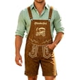 thumbnail image 1 of XIAOCHA Carriage Letter Embroidery Lederhosen for Men Boho Wide Strap Oktoberfest Bib Shorts Halloween Party Pants,Brown,Sizes XXXXL, 1 of 4