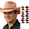 thumbnail image 1 of XIAOCHA Cattleman Wool Cowboy Hat for Mens Shapeable Brim Farm Horse Riding Western Cowboy Hat,Beige, 1 of 4