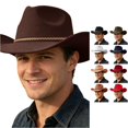 thumbnail image 1 of XIAOCHA Cattleman Wool Cowboy Hat for Mens Shapeable Brim Farm Horse Riding Western Cowboy Hat,Coffee, 1 of 4