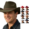 thumbnail image 1 of XIAOCHA Cattleman Wool Cowboy Hat for Mens Shapeable Brim Farm Horse Riding Western Cowboy Hat,Grey, 1 of 4