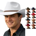 thumbnail image 1 of XIAOCHA Cattleman Wool Cowboy Hat for Mens Shapeable Brim Farm Horse Riding Western Cowboy Hat,White, 1 of 4