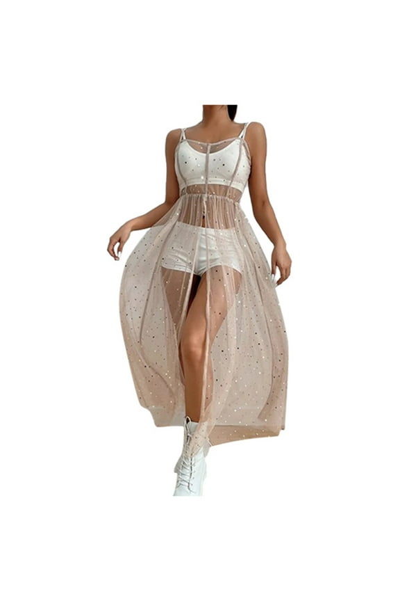 Celestial Star Mesh Sheer Bikini Cover Up Dress Slim Fit Beachwear