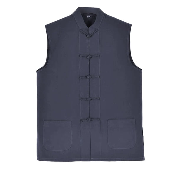 XIAOCHA Chinese Knot Button Mandarin Collar Vest for Men Traditional ...
