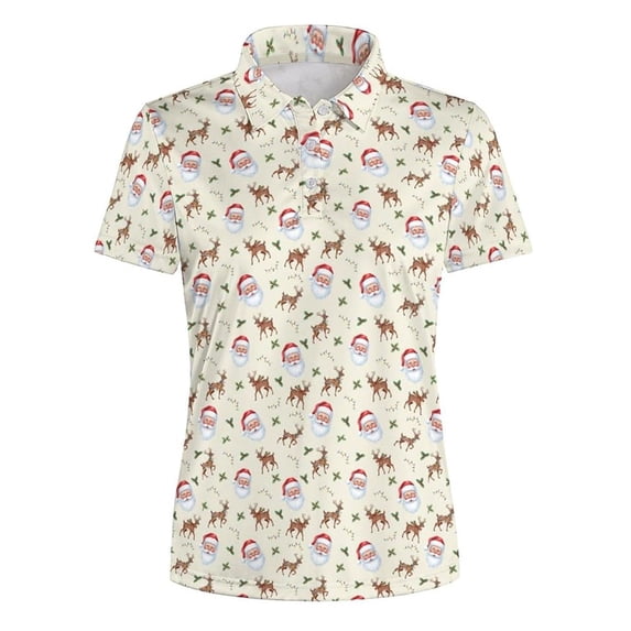 XIAOCHA Christmas Print Polo Shirt For Women Collared Short Sleeve Holiday Casual Golf Top