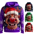 thumbnail image 1 of XIAOCHA Christmas Reindeer Hoodie Sweatshirt For Men Long Sleeve Snowflake Print Casual Pullover Top, Purple, Sizes XXXL, 1 of 3