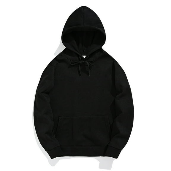 XIAONU Classic Fleece Hoodies For Men Regular Drawstring Hooded Top Fall Winter Daily Commute Hoodie With Pocket Black L